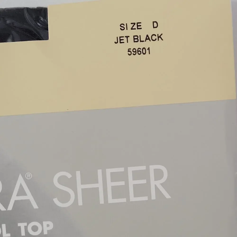 Vtg 2000 Casual Corner Silky Lycra Sheer Control Top Pantyhose size D Jet Black